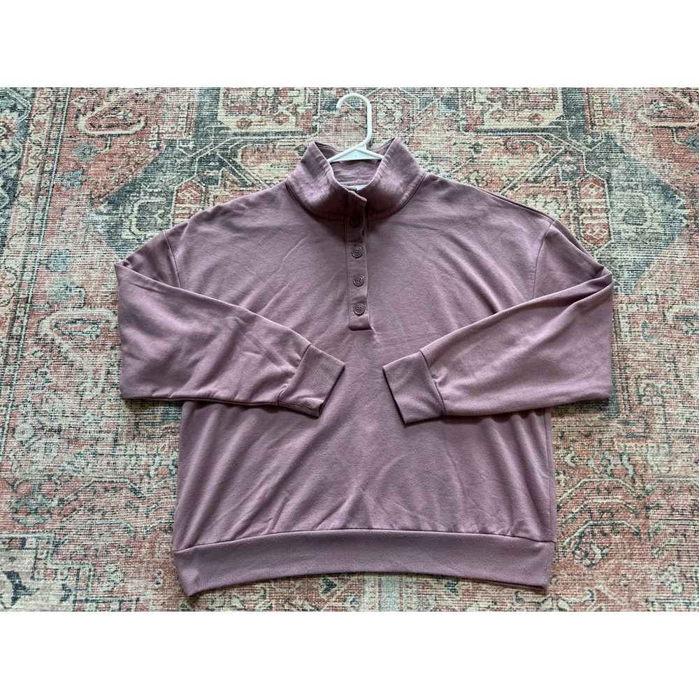 Beyond Yoga East Coast Button Pullover In Mauve